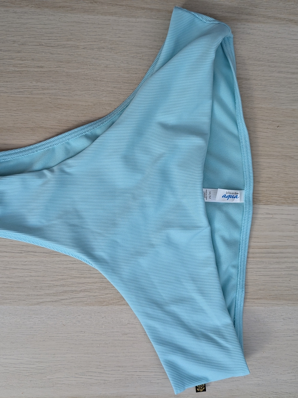 Aqua Pastel Blue Ribbed Bikini Bottom